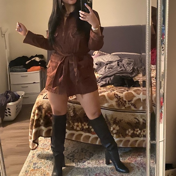 Brown Utility Shirt Dress - Picture 6 of 6